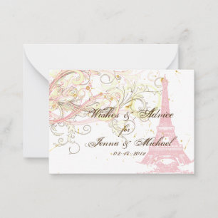 PixDezines PARIS PINK EIFFEL TOWER+WISHES+RAT Hinweiskarte