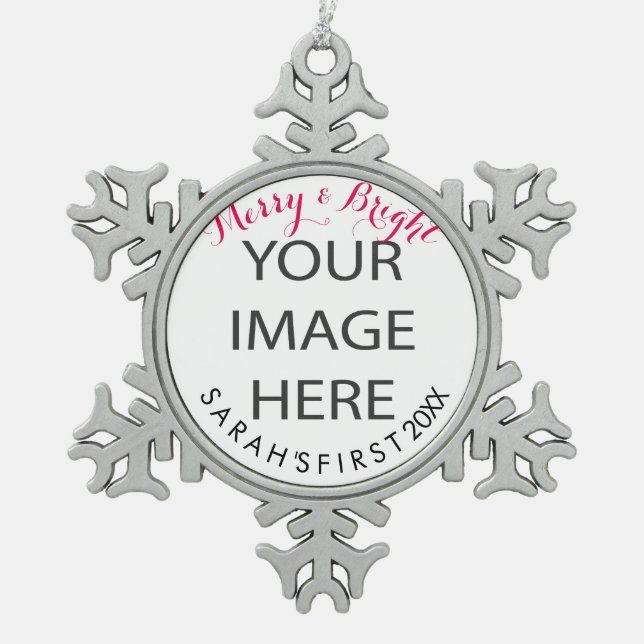 PixDezines passen diese Schneeflocke an Schneeflocken Zinn-Ornament (Vorderseite)