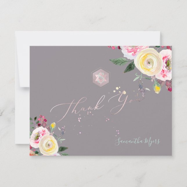 PixDezines Pastel Rose Mitzvah Danke ✡ RSVP Karte (Vorderseite)