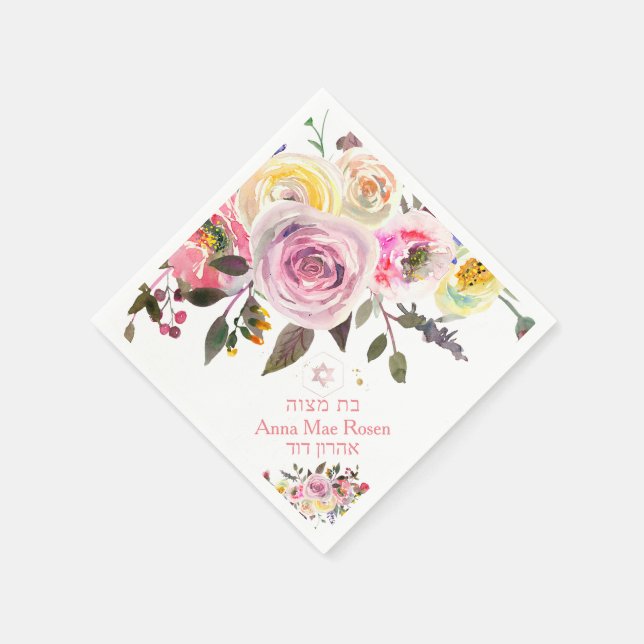 PixDezines Pastel Rose, Rosa Mitzvah Serviette (Ecke)