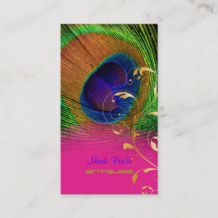 PixDezines Peacock feather+filigree Wirbel Visitenkarte