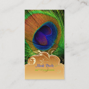 PixDezines Peacock feather+filigree Wirbel Visitenkarte