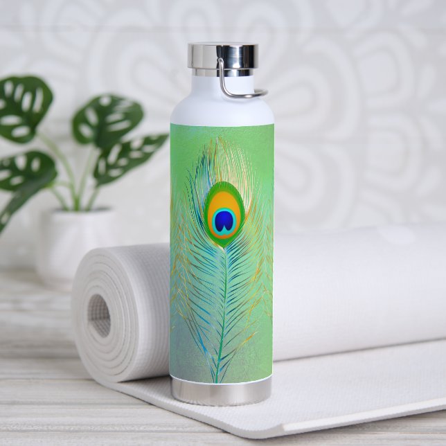 PixDezines Peacock Feather Trinkflasche (Yoga)
