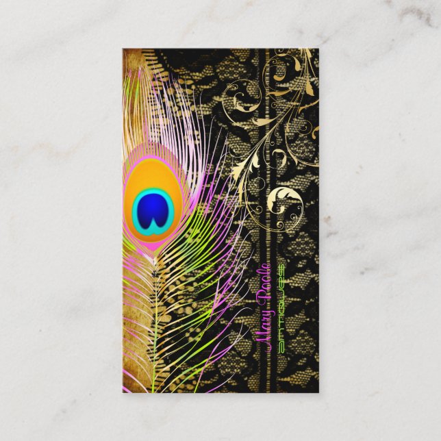 PixDezines Peacock+filigree Wirbel Visitenkarte (Vorderseite)