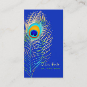 PixDezines Pfau Aqua Blau/DIY kobalt Hintergrund Visitenkarte