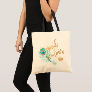 PixDezines Pfau Brautjungfer/Faux Gold Schrift Tragetasche