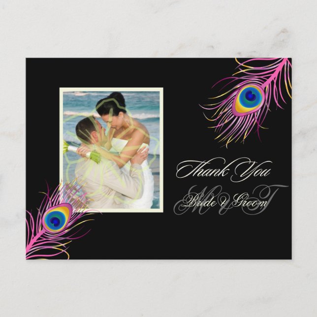 PixDezines Pfau danke Ihnen/DIY Hintergrundfarbe Postkarte (Vorderseite)