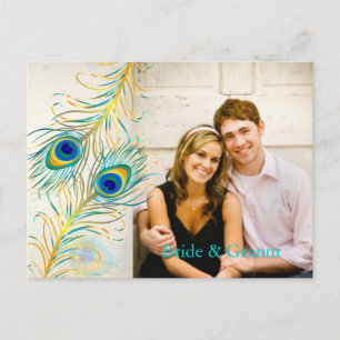 PixDezines Pfau/DIY-Ereignis+Hintergrundfarbe Ankündigungspostkarte