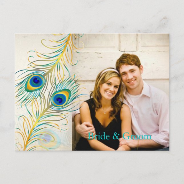 PixDezines Pfau/DIY-Ereignis+Hintergrundfarbe Ankündigungspostkarte (Vorderseite)