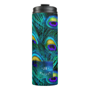 PixDezines Pfau Feather Cobalt Blue Thermosbecher