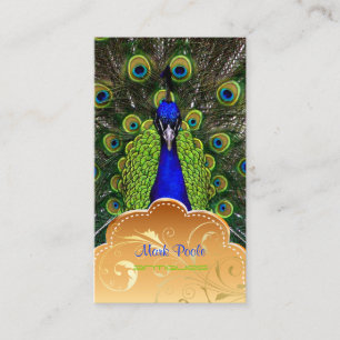 PixDezines Pfau + filigrane Schwünge Visitenkarte