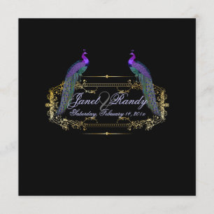 PixDezines Pfau, Filigree+Wirbel/DIY-Farbe Einladung