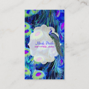 PixDezines Pfau Kobaltblau/Wasserfarbe Visitenkarte