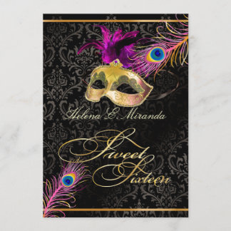 PixDezines Pfau süße 16 Masquerade / DIY Farbe!! Einladung