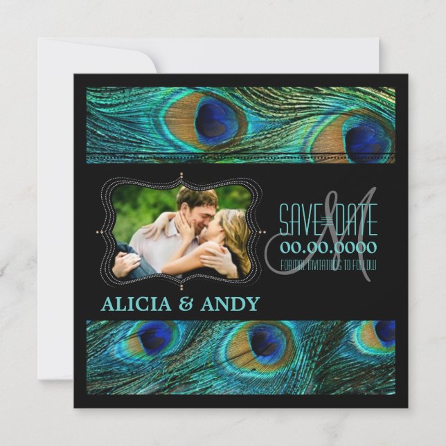 PixDezines-Pfau/Tagesgeschehen+Hintergrund Save The Date (Vorderseite)