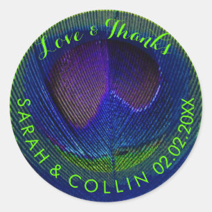 PixDezines Pfauenauge/Kobalt blau/neongrün Runder Aufkleber