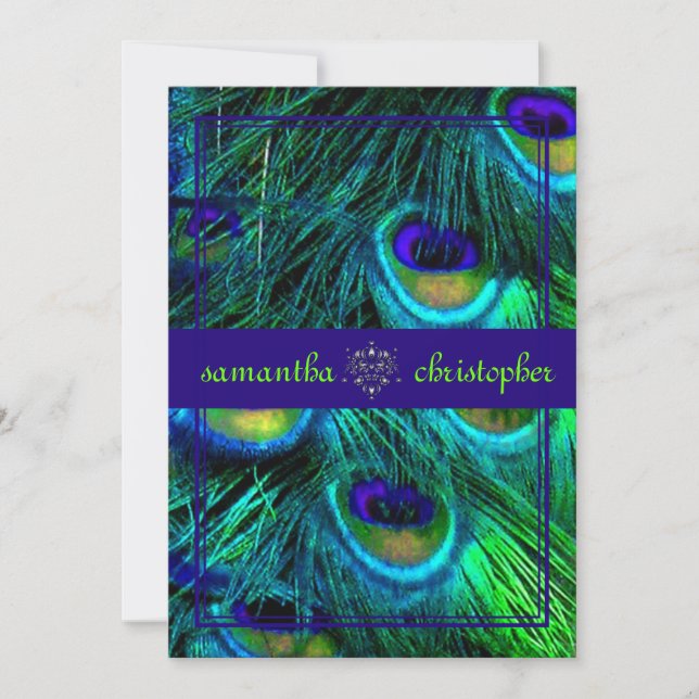 PixDezines Pfauenfeder/Aqua/Türkis Einladung (Vorderseite)