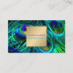 PixDezines Pfauenfeder/Cobalt/Aqua Visitenkarte