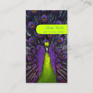 PixDezines Pfauenfeder/lila+smarald Visitenkarte