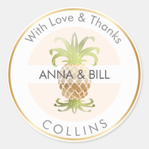 PixDezines Pineaple Imitate Gold/DIY Vielen Dank Runder Aufkleber