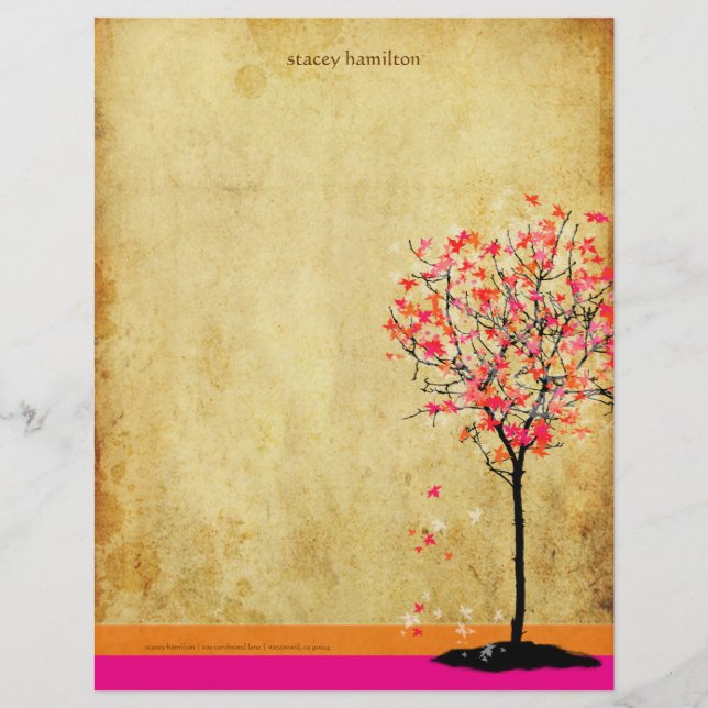PixDezines Pink Ahornbaum Briefbogen (Vorderseite)