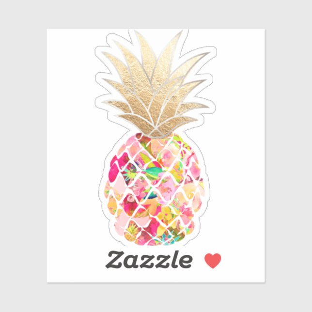 PixDezines Pink Aloha Ananas, Imitate Goldkrone Aufkleber (Blatt)