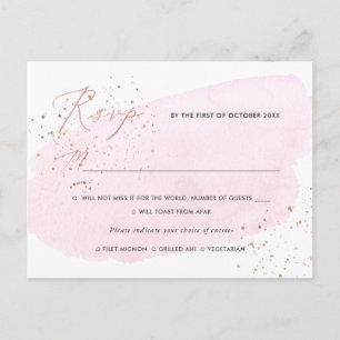 PixDezines Pink Aquarell-Kalligrafie-RSVP mit Mahl Einladungspostkarte