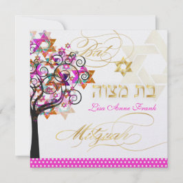 PixDezines PINK BAUM VON LEBENSBAT MITZVAH INVITES Einladung