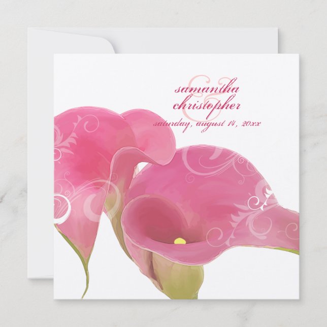 PixDezines Pink Calla Lily + Wirbel Einladung (Vorderseite)