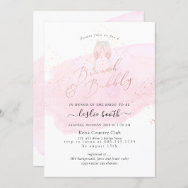 PixDezines Pink Champagner Brunch Bubbly Einladung