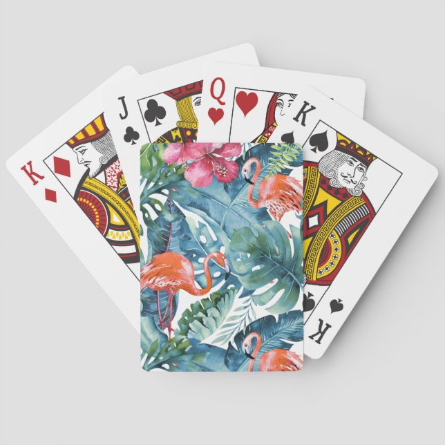 PixDezines Pink Flamingos Aquamarine Foliage Spielkarten (Rückseite)