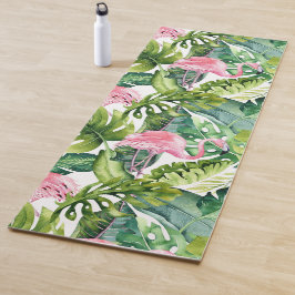 PixDezines PINK FLAMINGOS, TROPISCHES THEMA Yogamatte