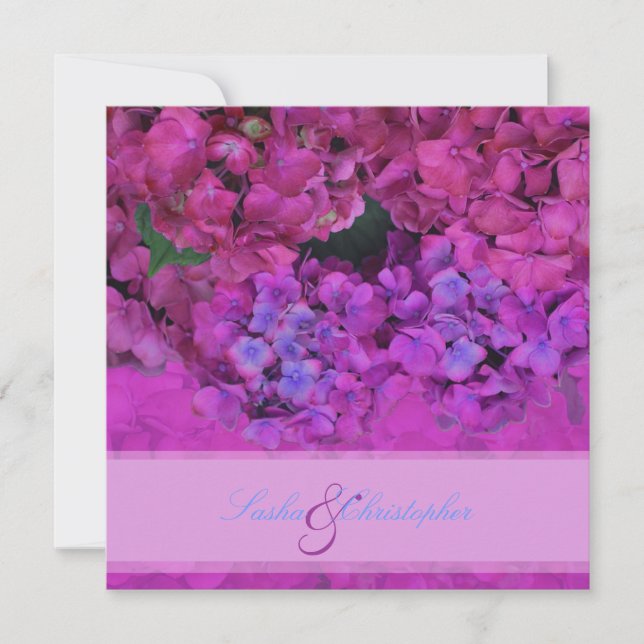 PixDezines Pink/Fuschia Hydrangea Einladung (Vorderseite)
