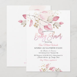 PixDezines Pink Gum Eucalyptus Baby Shower Einladung