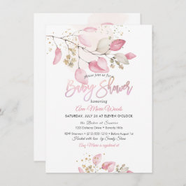 PixDezines Pink Gum Eucalyptus Baby Shower Einladung