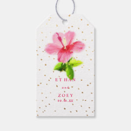 PixDezines Pink Hawaiianischer Hibiskus/Gold-Speck Geschenkanhänger