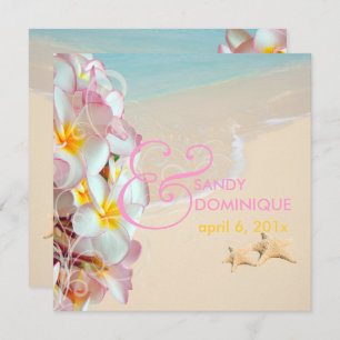 PixDezines Pink Plumeria+Beach/Wirbel/Tropical Einladung