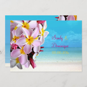 PixDezines PINK PLUMERIA LEI/STRANDWEDING Einladung