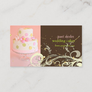 PixDezines PINK+SCHOKOLADE/HOCHZEITSTORTE/SWIRLS Visitenkarte