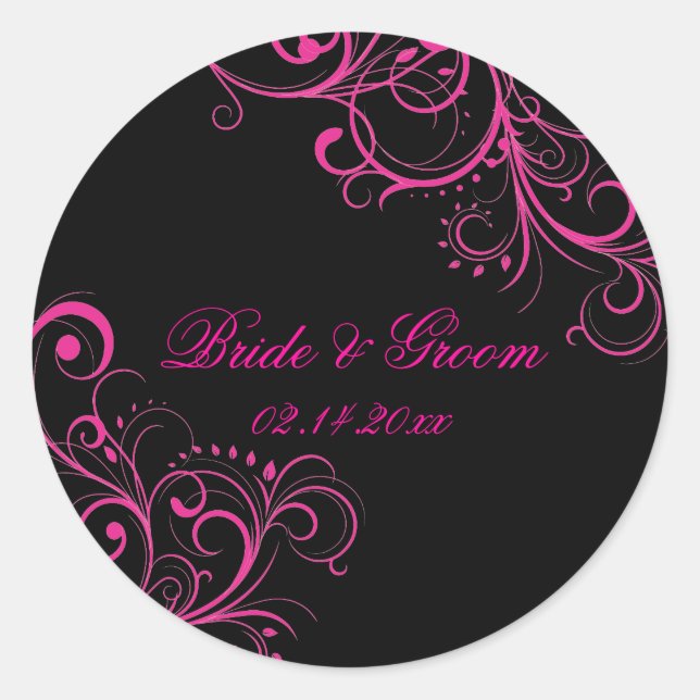 PixDezines Pink Wirbel/DIY Hintergrundfarbe! Runder Aufkleber (Vorderseite)