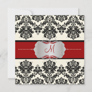 PixDezines Piqué, Damask/DIY-Farbe/Schwarz+Aus Wei Einladung