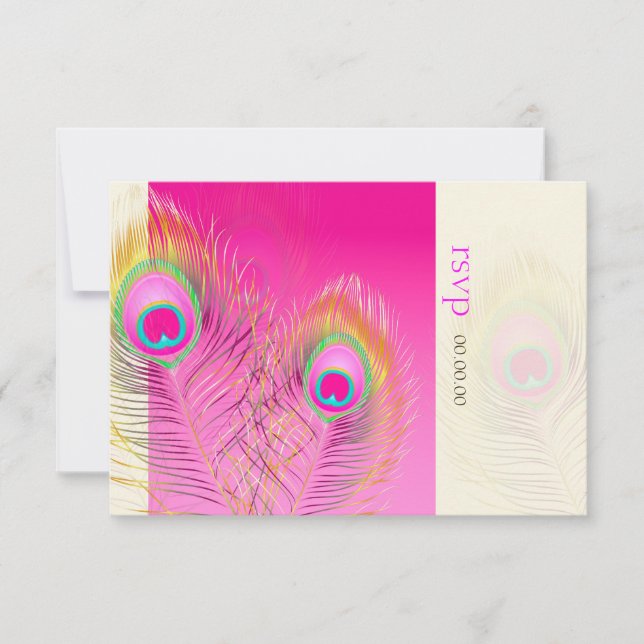 PixDezines Pizzazz Peacock Feather RSVP Karte (Vorderseite)
