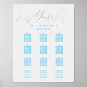 PixDezines Platinkalligraphie, Seating Chart Poster