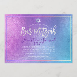 PixDezines Platinum Ombre Aquamarin Bar Mitzvah Einladung