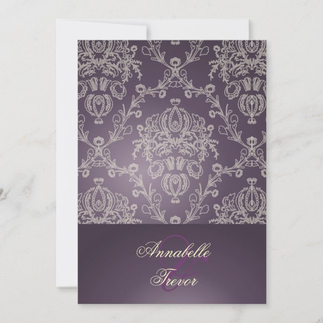 PixDezines PLUM / IVORY CREAM LACE INVITATION Einladung (Vorderseite)