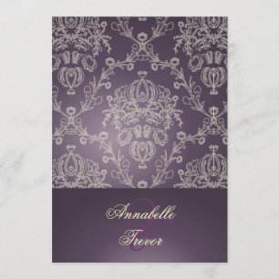 PixDezines PLUM / IVORY CREAM LACE INVITATION Einladung