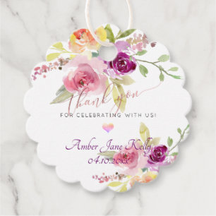 PixDezines Plum Rose Aquarell Blume Vielen Dank Geschenkanhänger