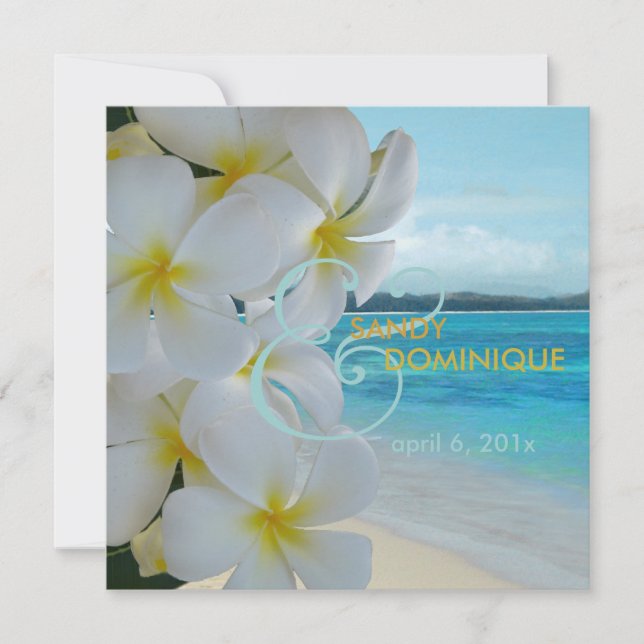 PixDezines Plumeria Lei/Strand/tropische Hochzeit Einladung (Vorderseite)
