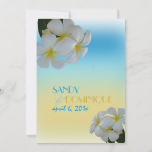 PixDezines PLUMERIA/OCEAN MIST/STRAND-WEDD Einladung