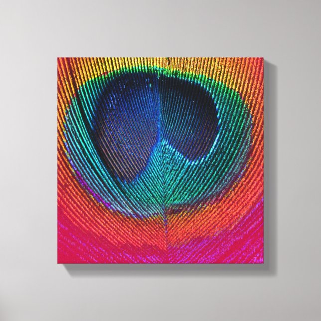 PixDezines Psychedelic Peacock, heißrosa, Leinwand (Vorderseite)